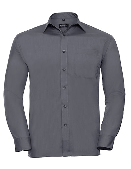 Men's Long Sleeve Classic Polycotton Poplin Shirt L-Shop