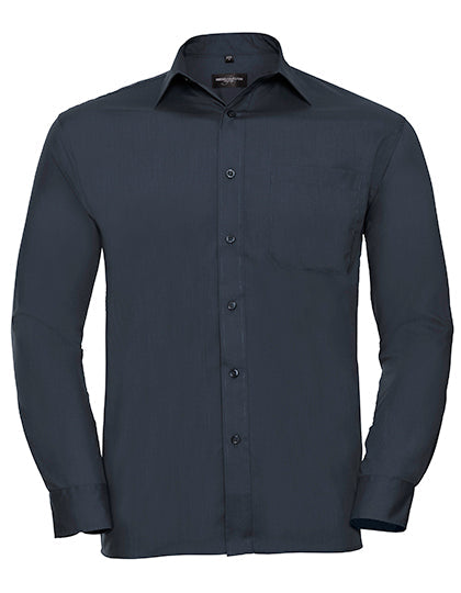 Men's Long Sleeve Classic Polycotton Poplin Shirt L-Shop