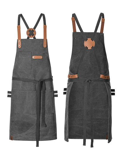Bib Apron Canvas With Decorative Label L-Shop