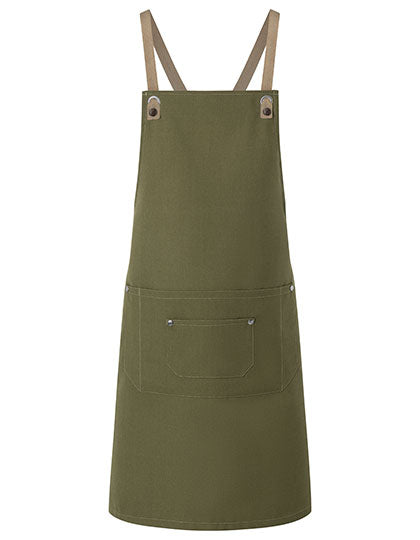 Bib Apron Urban-Nature With Cross Straps And Big Pocket