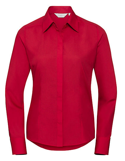 Ladies' Long Sleeve Fitted Polycotton Poplin Shirt L-Shop