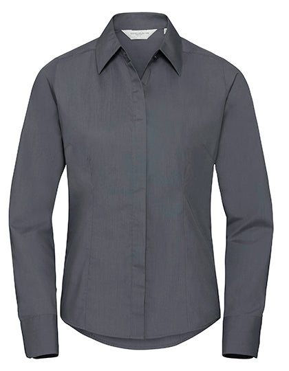 Ladies' Long Sleeve Fitted Polycotton Poplin Shirt L-Shop