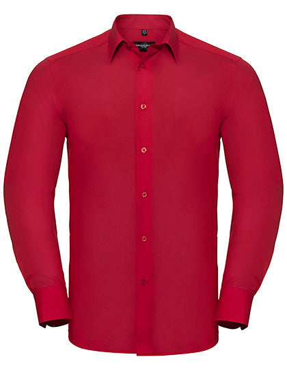 Men's Long Sleeve Tailored Polycotton Poplin Shirt L-Shop