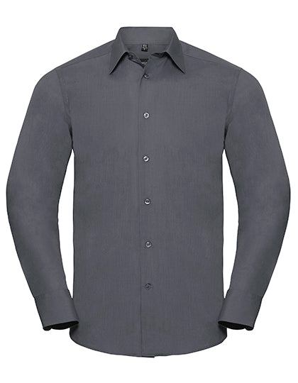 Men's Long Sleeve Tailored Polycotton Poplin Shirt L-Shop