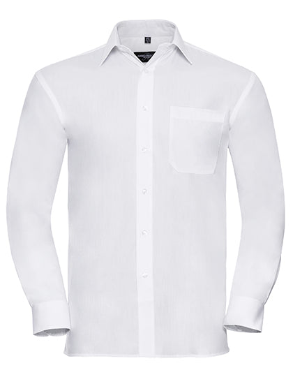 Men's Long Sleeve Classic Pure Cotton Poplin Shirt L-Shop
