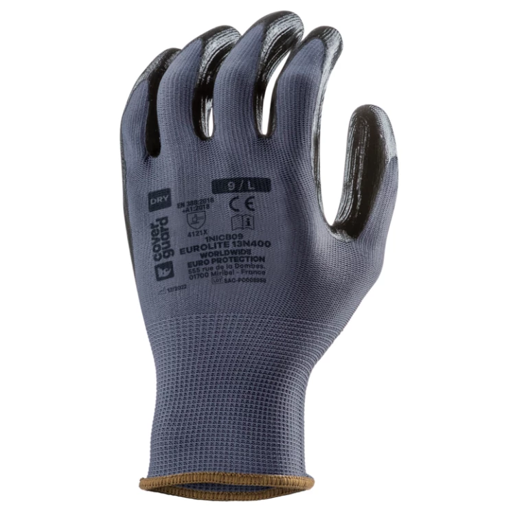 EUROLITE 13N400 gloves, grey black nitrile, S.