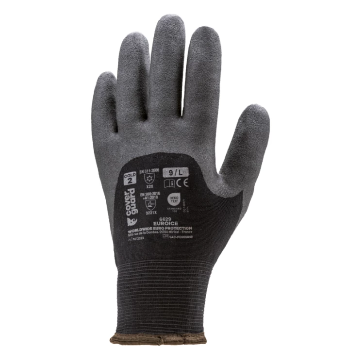 EURO-ICE 6630 COLD 2, blck nylon gloves, 3/4 PVC foam, S.