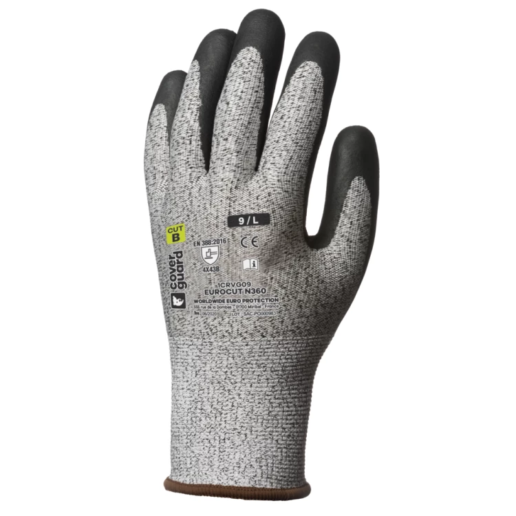 EUROCUT N360 CUT B gloves, blck nit foam, S.