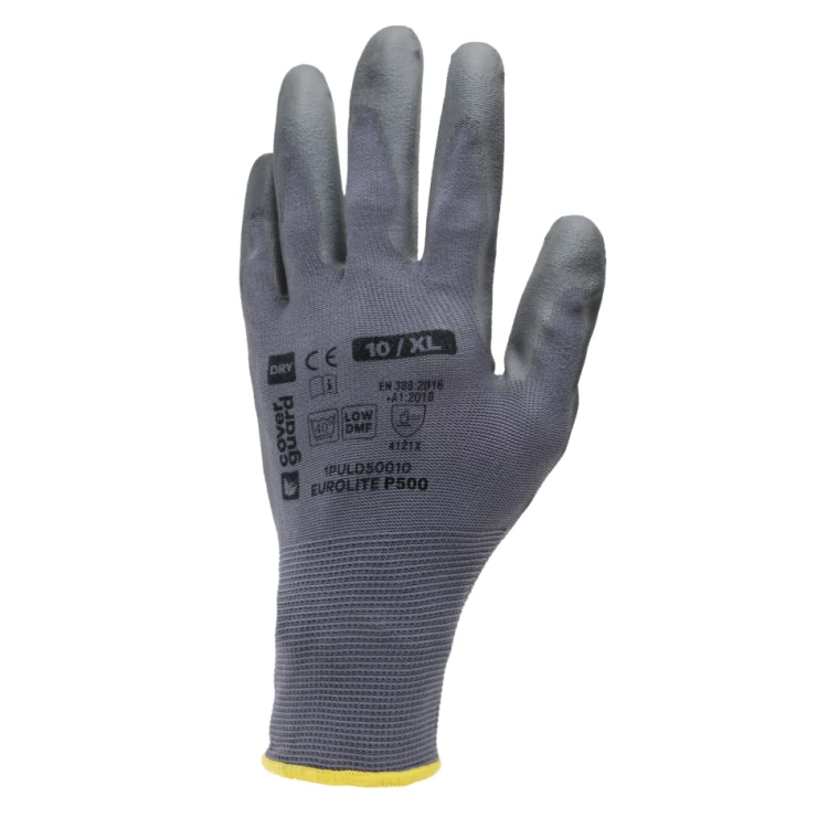 EUROLITE P500 gloves, grey polyamide, grey PU palm, S.