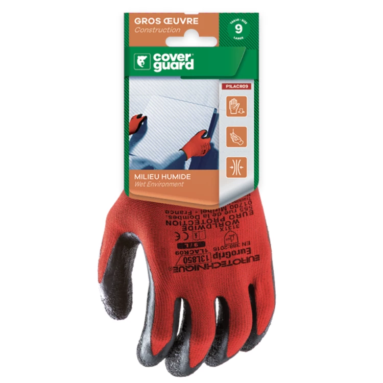 EUROLITE 13L850 red gloves, blck latex palm,*CAR*, S.