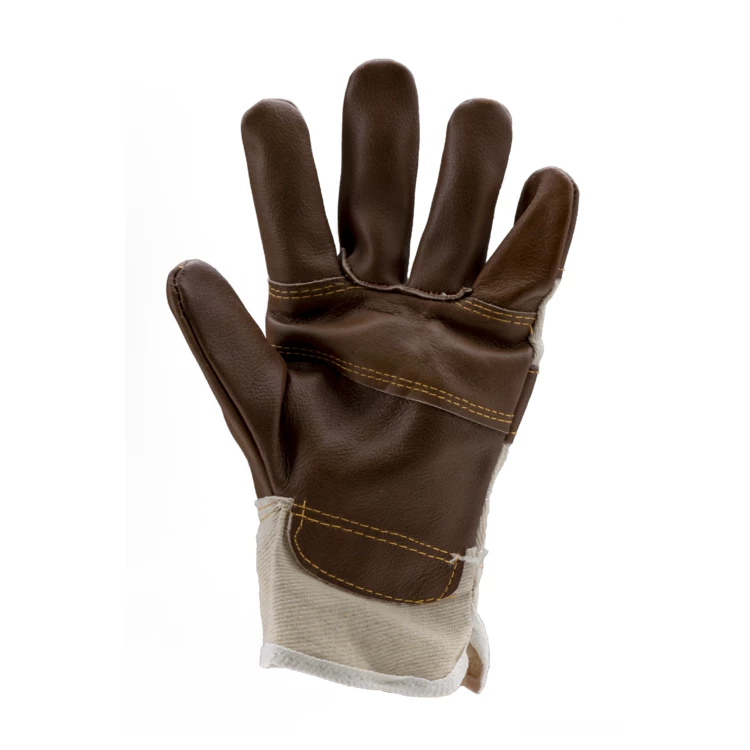 EUROSTRONG 270 cow grain gloves, white back cuff, S.