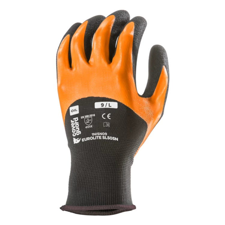 EUROLITE SL505N gloves, black double nitrile palm+3/4, S.