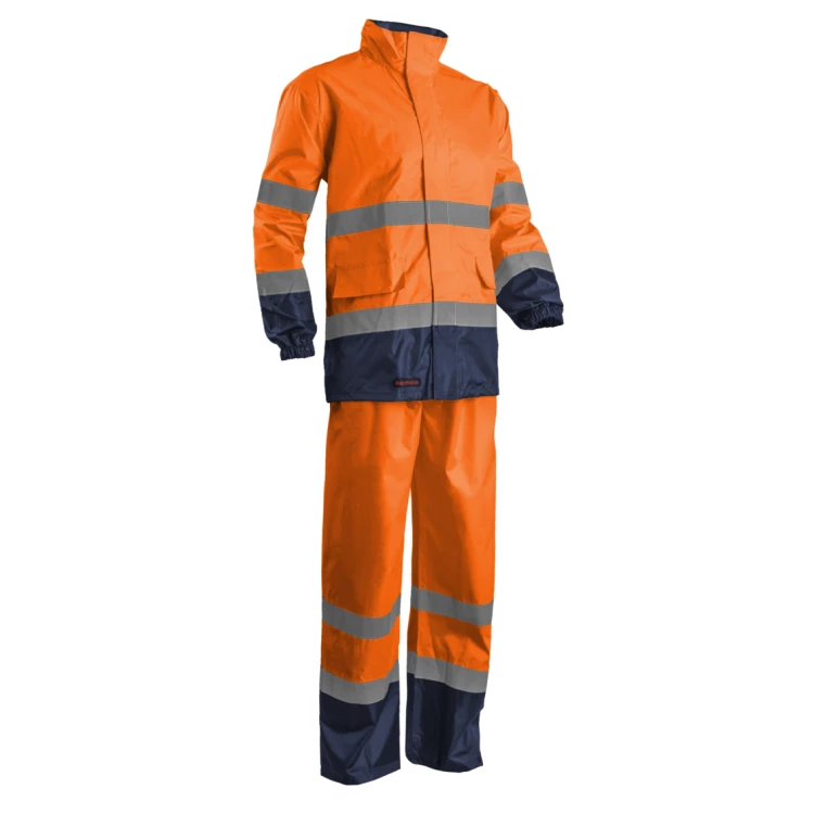 HI WAY Rainsuit hiviz orange/navy