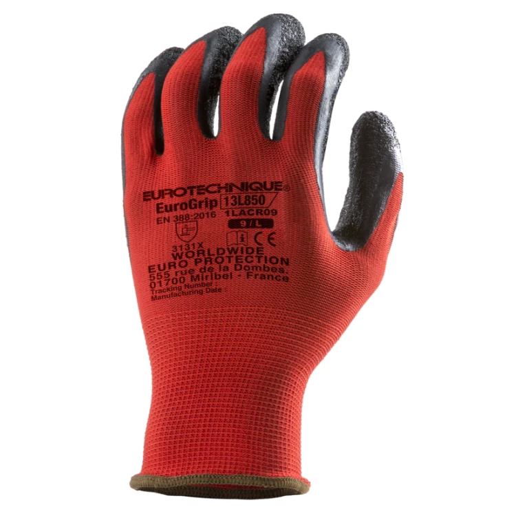 EUROLITE 13L850 red gloves, blck latex palm,*CAR*, S.