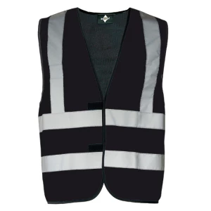 Hi\u002DVis\u0020Safety\u0020Vest\u0020With\u00204\u0020Reflective\u0020Stripes\u0020Hannover - Black