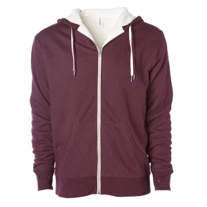 Unisex\u0020Sherpa\u0020Lined\u0020Zip\u0020Hooded\u0020Jacket - Burgundy Heather