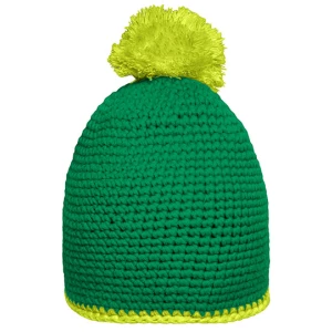 Pompon\u0020Hat\u0020With\u0020Contrast\u0020Stripe - Green