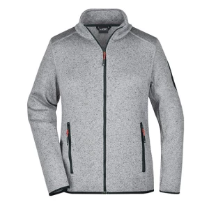 Ladies\u0027\u0020Knitted\u0020Fleece\u0020Jacket - Light Grey Melange