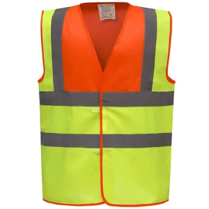 Hi\u002DVis\u00202\u0020Bands\u0020\u0026\u0020Braces\u0020Waistcoat - Orange Yoke