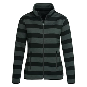 Striped\u0020Fleece\u0020Jacket\u0020Women - Grey Steel (Solid)