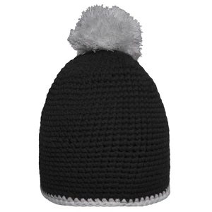 Pompon\u0020Hat\u0020With\u0020Contrast\u0020Stripe - Black