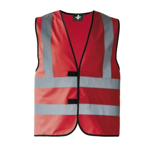 Hi\u002DVis\u0020Safety\u0020Vest\u0020With\u00204\u0020Reflective\u0020Stripes\u0020Hannover - Red