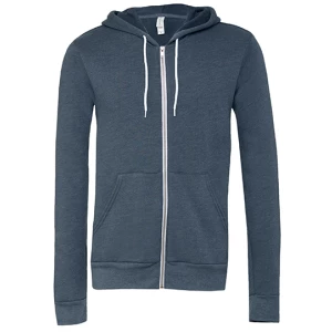 Unisex\u0020Poly\u002DCotton\u0020Fleece\u0020Full\u002DZip\u0020Hoodie - Heather Navy