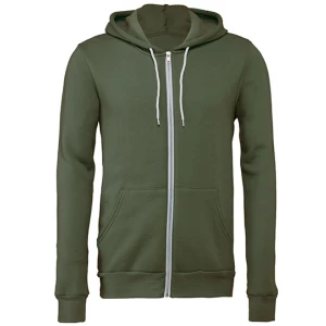 Unisex\u0020Poly\u002DCotton\u0020Fleece\u0020Full\u002DZip\u0020Hoodie - Military Green