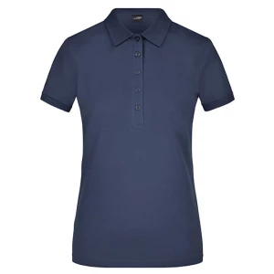 Ladies\u0027\u0020Elastic\u0020Polo\u0020Piqu\u00E9 - Navy