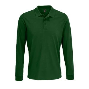 Unisex\u0020Long\u0020Sleeve\u0020Polycotton\u0020Polo\u0020Shirt - Bottle Green