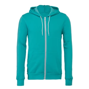 Unisex\u0020Poly\u002DCotton\u0020Fleece\u0020Full\u002DZip\u0020Hoodie - Teal