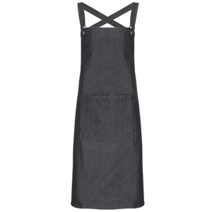 Cross\u0020Back\u0020Barista\u0020Bib\u0020Apron - Black Denim (ca. Pantone 433C)