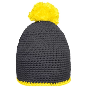 Pompon\u0020Hat\u0020With\u0020Contrast\u0020Stripe - Carbon