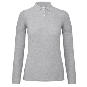 Women\u0027s\u0020Long\u0020Sleeve\u0020Polo\u0020ID.001 - Heather Grey