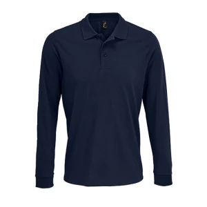 Unisex\u0020Long\u0020Sleeve\u0020Polycotton\u0020Polo\u0020Shirt - French Navy