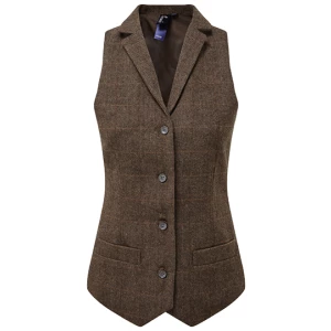 Women\u0027s\u0020Herringbone\u0020Waistcoat - Brown Check (ca. Pantone 7519C)