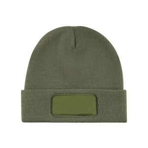 Knitted\u0020Hat\u0020With\u0020Patch - Olive Green