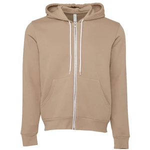 Unisex\u0020Poly\u002DCotton\u0020Fleece\u0020Full\u002DZip\u0020Hoodie - Tan