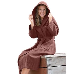 Robezz\u00AE\u0020Waffle\u0020Bathrobe\u0020With\u0020Hood - Old Pink