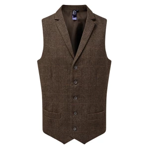 Men\u0027s\u0020Herringbone\u0020Waistcoat - Brown Check (ca. Pantone 7519C)