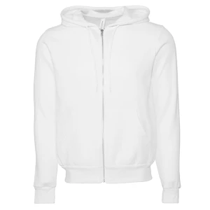 Unisex\u0020Poly\u002DCotton\u0020Fleece\u0020Full\u002DZip\u0020Hoodie - DTG White