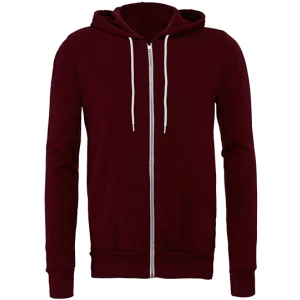 Unisex\u0020Poly\u002DCotton\u0020Fleece\u0020Full\u002DZip\u0020Hoodie - Maroon