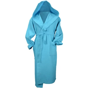 Robezz\u00AE\u0020Waffle\u0020Bathrobe\u0020With\u0020Hood - Aqua Blue