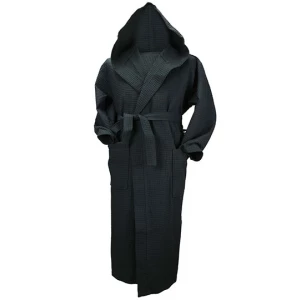 Robezz\u00AE\u0020Waffle\u0020Bathrobe\u0020With\u0020Hood - Black