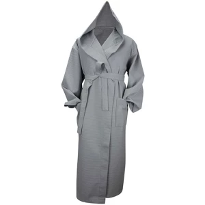 Robezz\u00AE\u0020Waffle\u0020Bathrobe\u0020With\u0020Hood - Light Grey