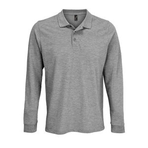 Unisex\u0020Long\u0020Sleeve\u0020Polycotton\u0020Polo\u0020Shirt - Grey Melange