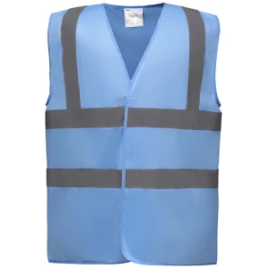 Hi\u002DVis\u00202\u0020Bands\u0020\u0026\u0020Braces\u0020Waistcoat - Sky Blue