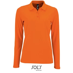 Women\u0027s\u0020Long\u002DSleeve\u0020Piqu\u00E9\u0020Polo\u0020Shirt\u0020Perfect - Orange