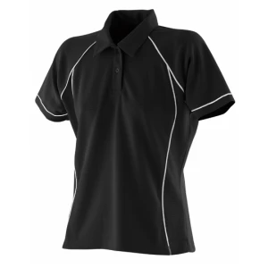 Ladies\u0027\u0020Piped\u0020Performance\u0020Polo - Black