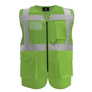 Multifunctional\u0020Hi\u002DVis\u0020Mesh\u002DVest\u0020Athens - Lime Green